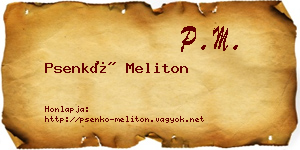 Psenkó Meliton névjegykártya